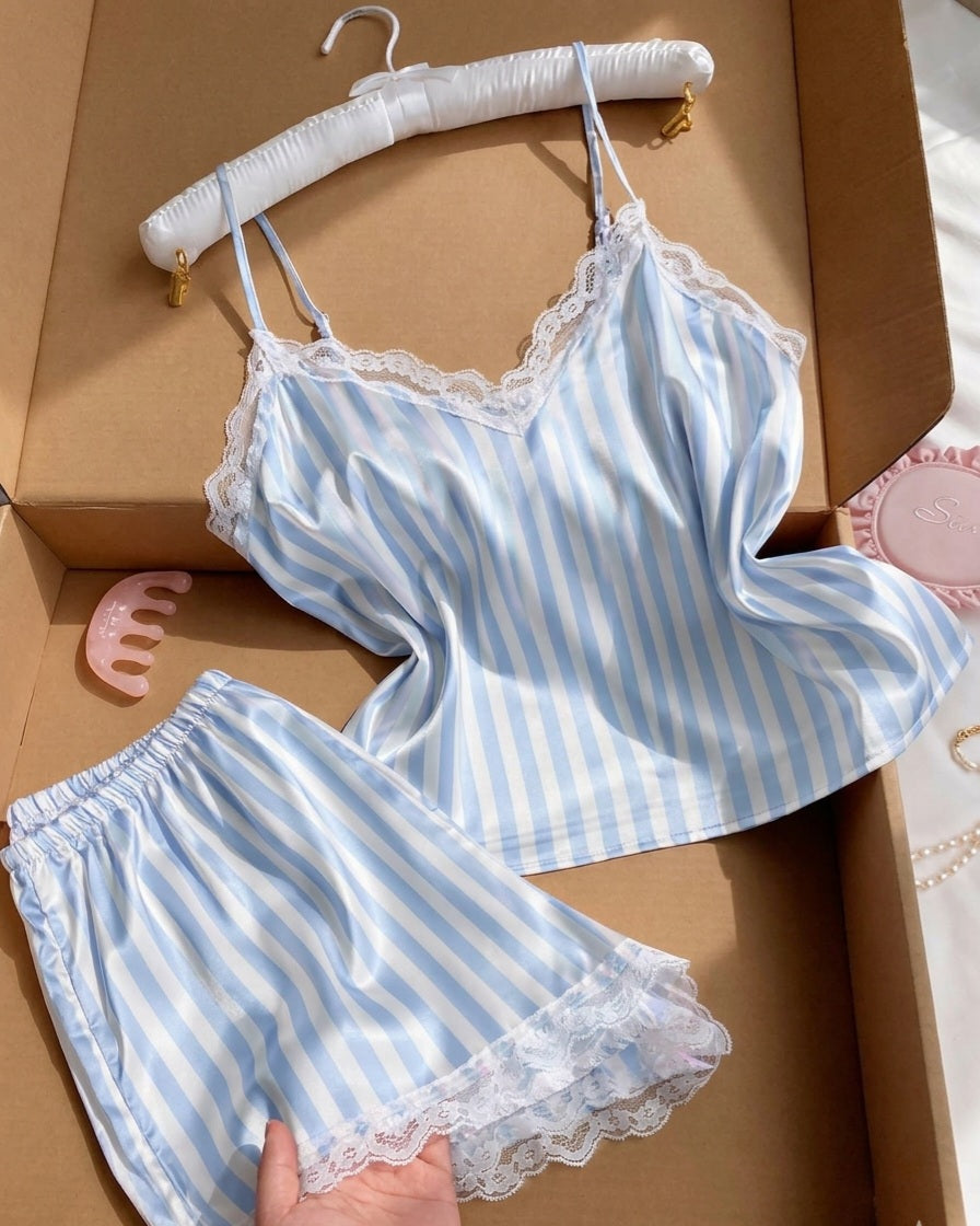 Striped satin pajama set