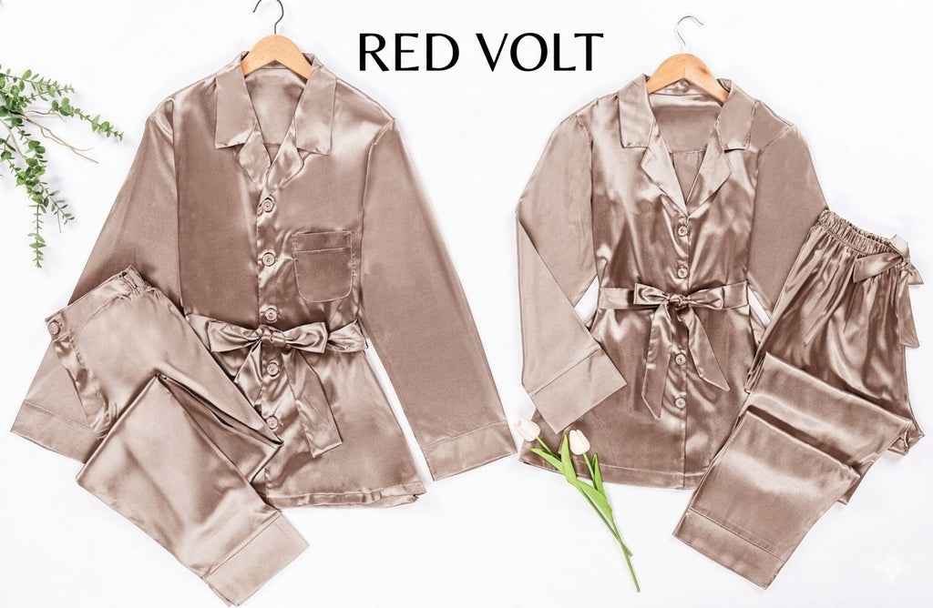 Premium Syrian satin couple pajama set