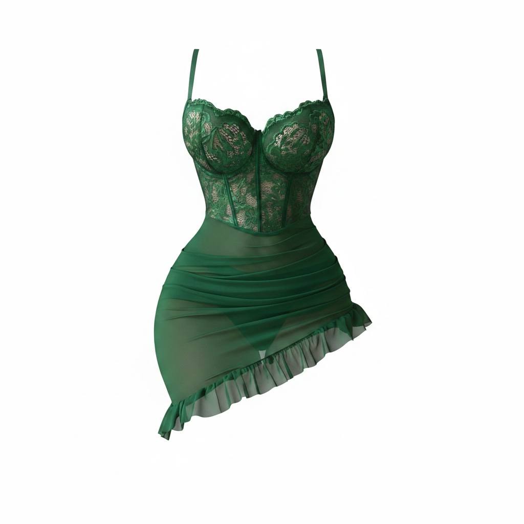 Alluring Lace & Mesh Chemise Dress