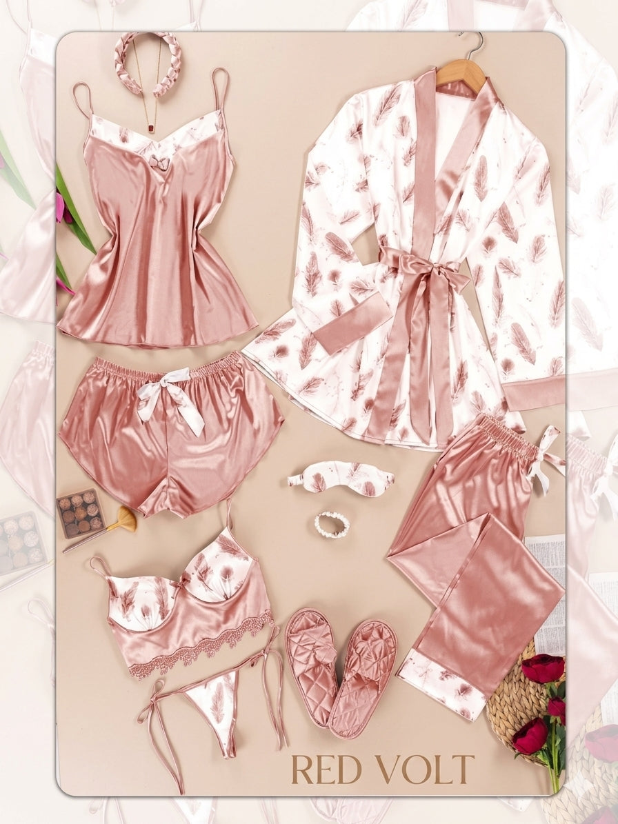 Premium 10-piece Syrian satin pajama set